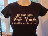 T-Shirt Vneck pour femme fille facile humour