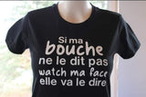 T-Shirt Vneck pour femme bouche face humour