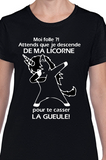 T-Shirt Vneck pour femme folle licorne humour