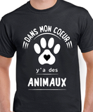 T-Shirt Vneck pour femme coeur animaux