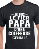 T-Shirt pour homme papa père famille coiffeuse