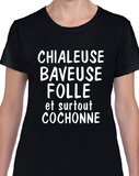 T-Shirt Vneck pour femme cochonne humour