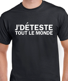 T-Shirt Vneck pour femme déteste monde humour