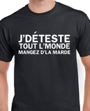 T-Shirt Vneck pour femme déteste monde humour