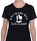 T-Shirt Vneck pour femme horse cheval équitation