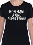 T-Shirt Vneck pour femme super femme couple humour