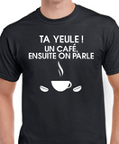 T-Shirt Vneck pour femme café humour