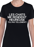 T-Shirt Vneck pour femme chat humour
