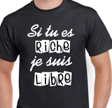 T-Shirt Vneck pour femme riche libre humour