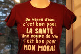 T-Shirt Vneck pour femme vin moral humour