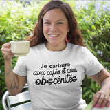 T-Shirt Vneck pour femme café humour