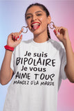 T-Shirt Vneck pour femme bipolaire humour