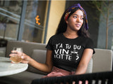 T-Shirt Vneck pour femme vin humour