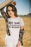 T-Shirt Vneck pour femme yeux humour