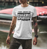 T-Shirt Vneck pour femme colère tabarnak humour