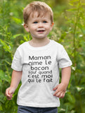 T-shirt pour bébé maman aime le bacon famille humour