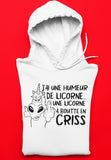 T-Shirt Vneck pour femme j'ai une humeur de licorne humour